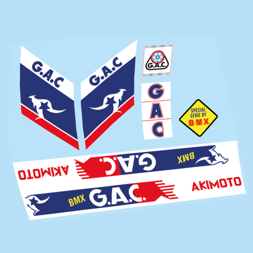 Stickers GAC Akimoto BMX Varillas, vintage compatibles Autocollants cadre Vintage