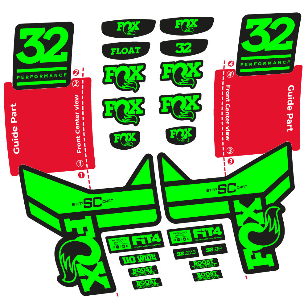 Stickers Fox 32 SC Performance 2019 compatibles Autocollants fourche 29"