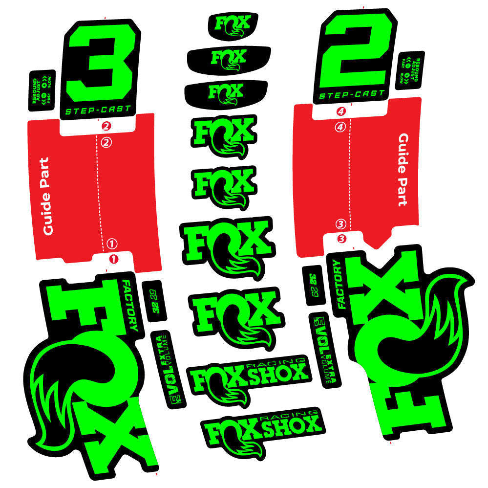 Stickers Fox 32 Step-Cast Factory 3 2025 compatibles - Autocollants fourche VTT