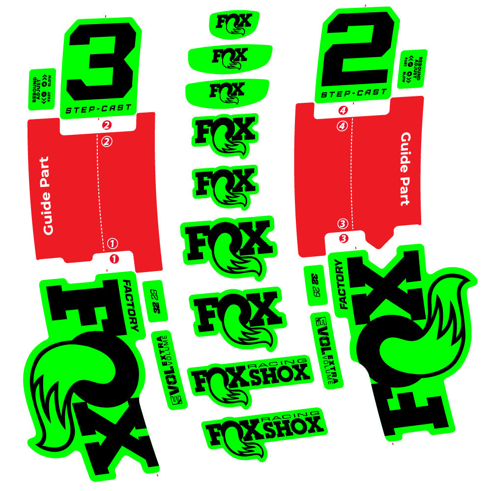 Stickers Fox 32 Step-Cast Factory 2025 compatibles - Autocollants fourche VTT