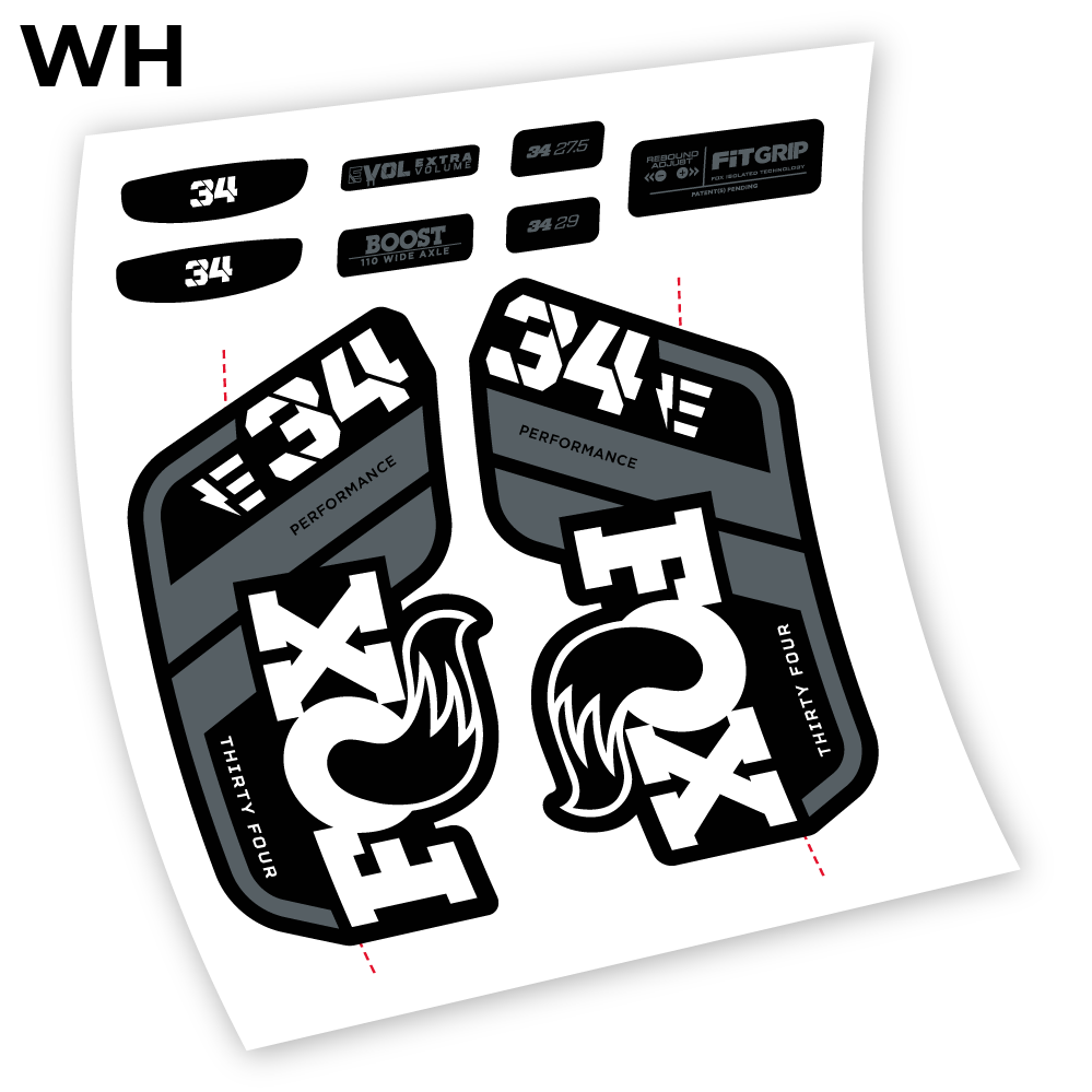 Stickers Adhesivos Fox 34 E 2021 compatibles Autocollants fourche VTT