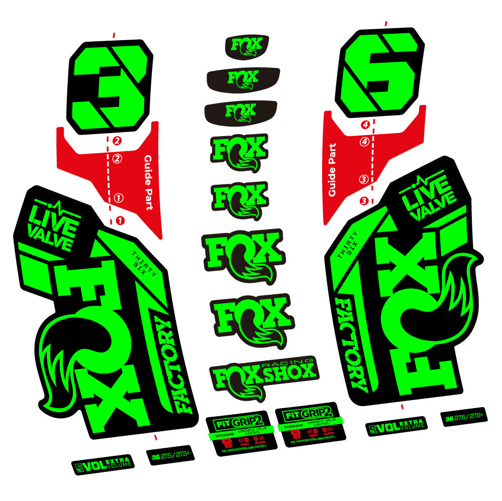Stickers Fox 36 Factory Live Valve compatibles - Autocollants fourche VTT