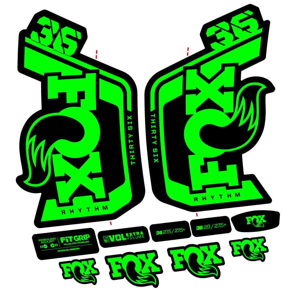 Stickers Fox 36 Rhythm 29” Autocollant Kit with 2023 2024 MTB Vinyl Stickers Autocollants fourche VTT