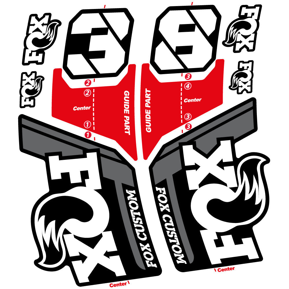 Stickers Fox Custom 38 2022 compatibles Autocollants fourche VTT 29"