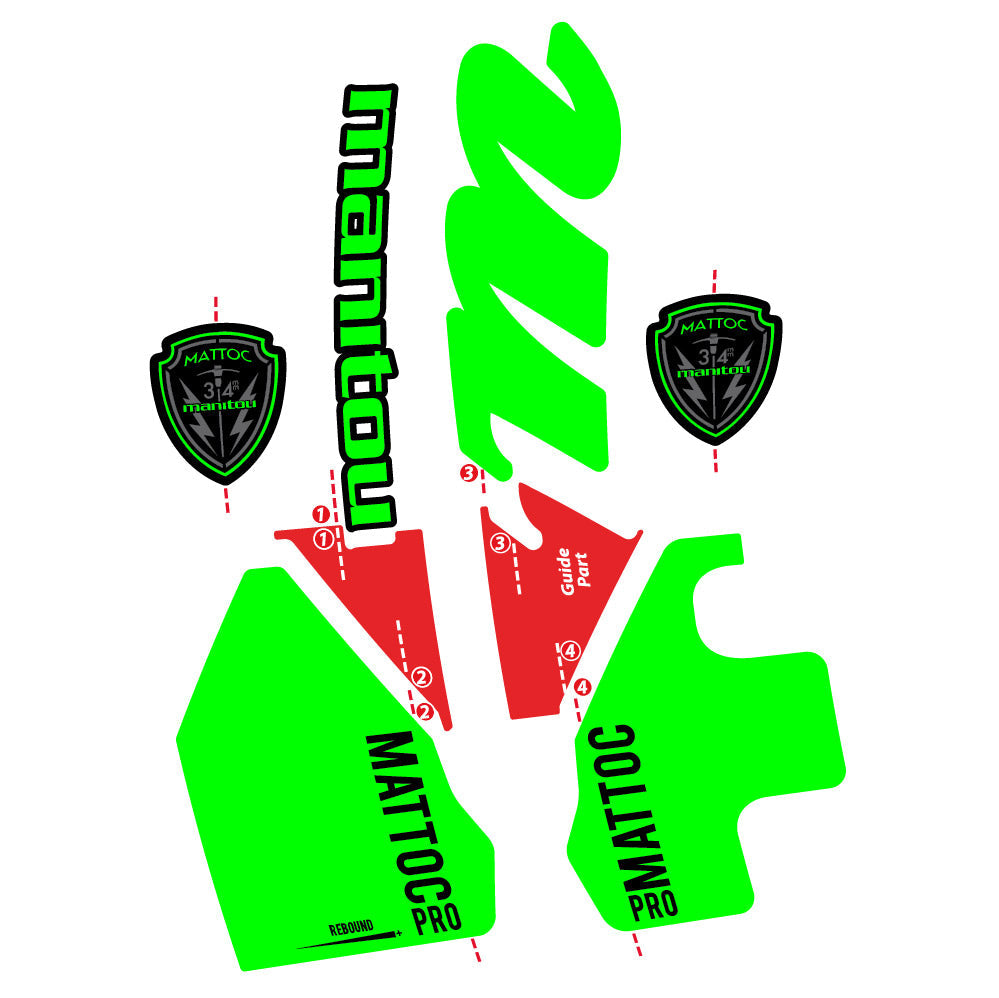 Stickers Manitou Mattoc PRO 2017 compatibles - Autocollants fourche VTT