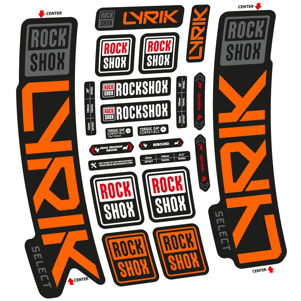 Stickers Rock Shox Lyrik Select 2023 compatibles Autocollants fourche VTT