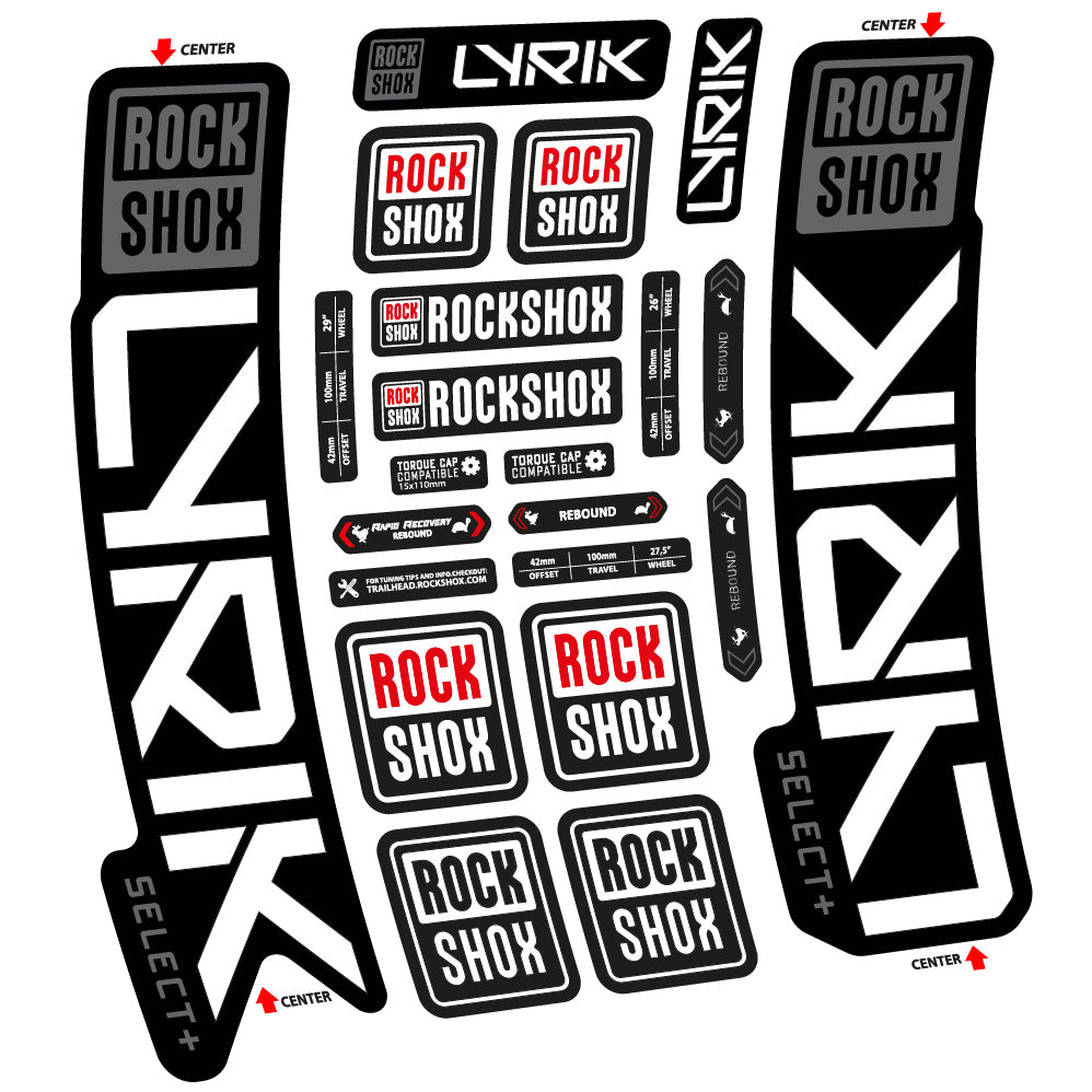 Stickers Rock Shox Lyrik Select Plus 2023 compatibles Autocollants fourche VTT