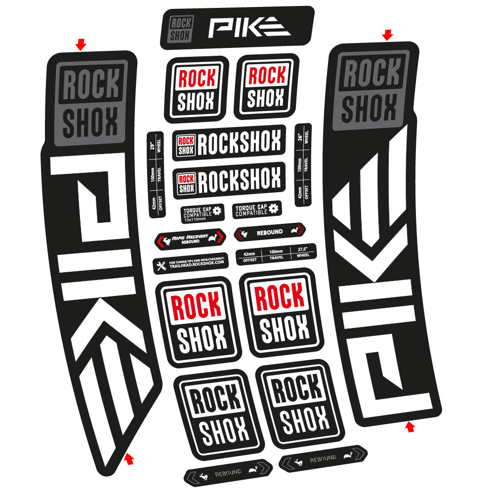 Stickers Rock Shox Pike 2023 compatibles Autocollants fourche VTT
