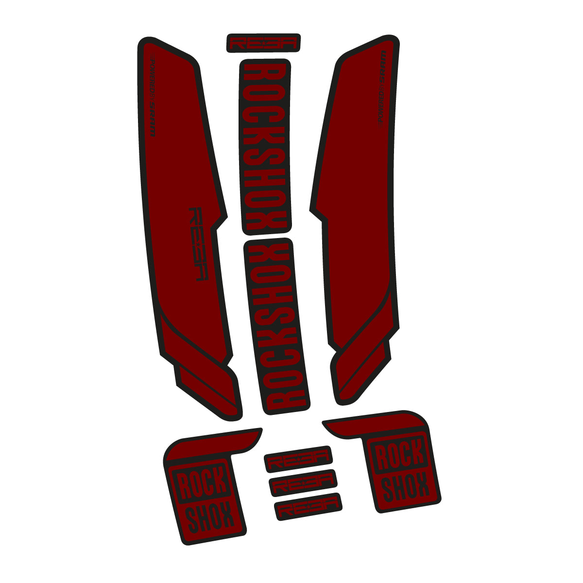 Stickers compatibles RockShox Reba 2015-2017 pour fourche – autocollants vinyle - Rouge Bordeaux