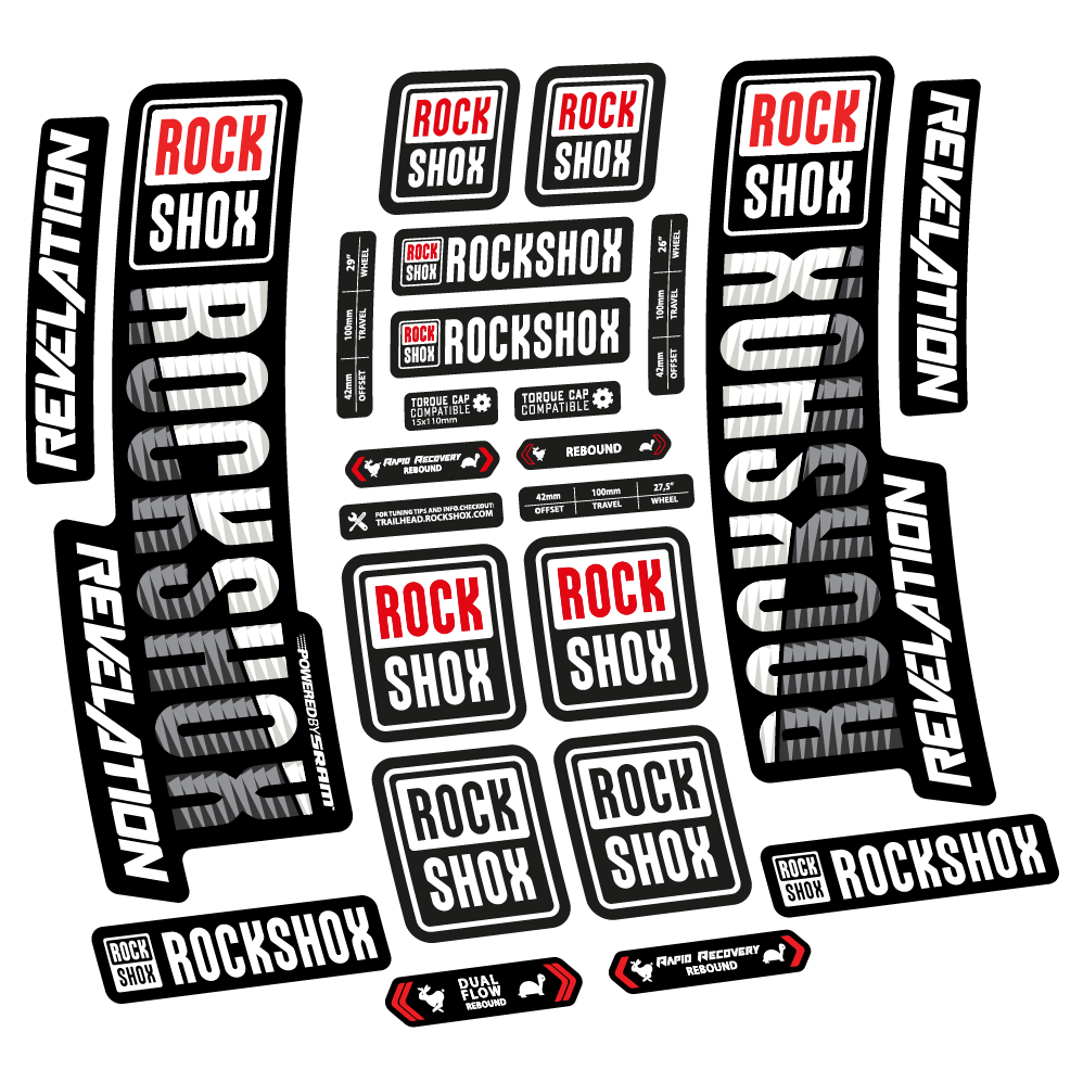 Stickers Rock Shox Revelation 2018 compatibles Autocollants fourche VTT