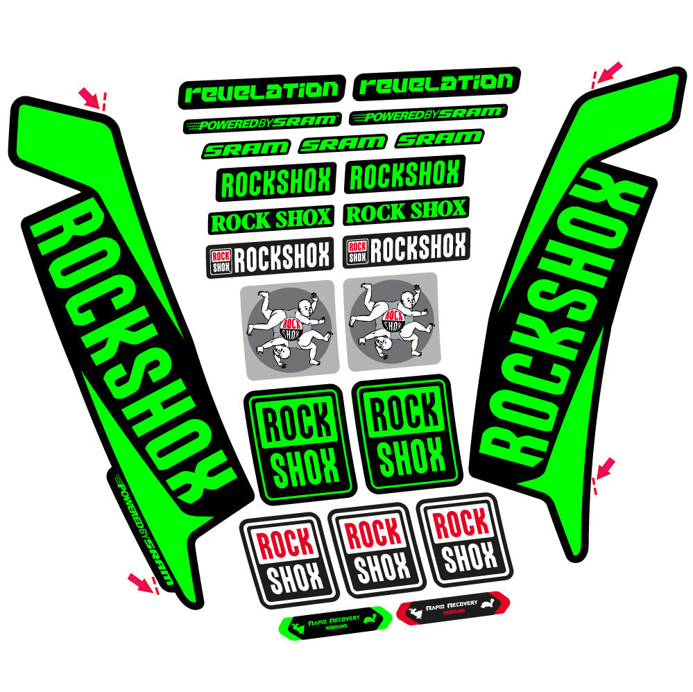 Stickers Rock Shox Revelation 2016 compatibles - Autocollants fourche VTT