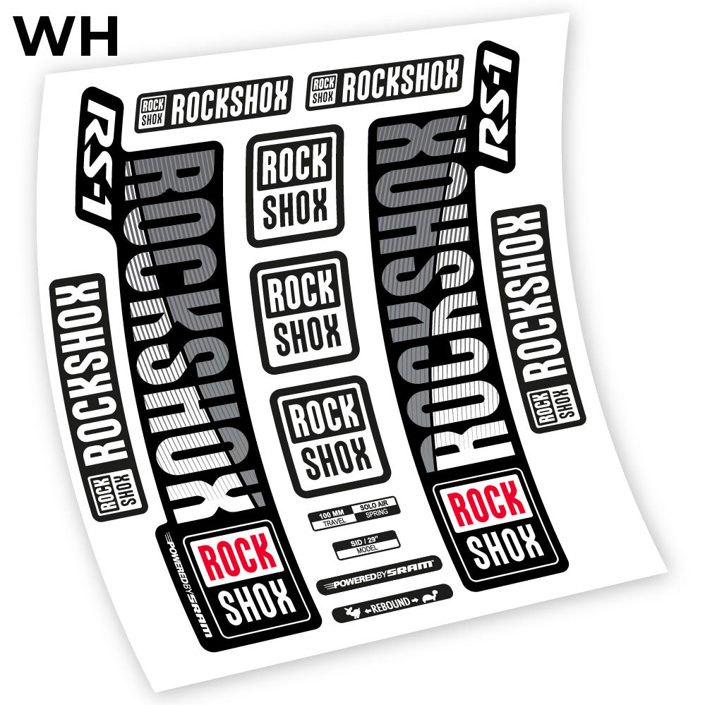 Stickers Rock Shox RS1 2018 compatibles Autocollants fourche VTT