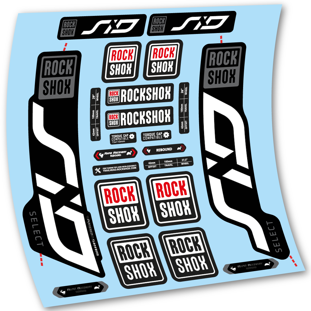Stickers Rock Shox Sid Select 2020 compatibles Autocollants fourche VTT