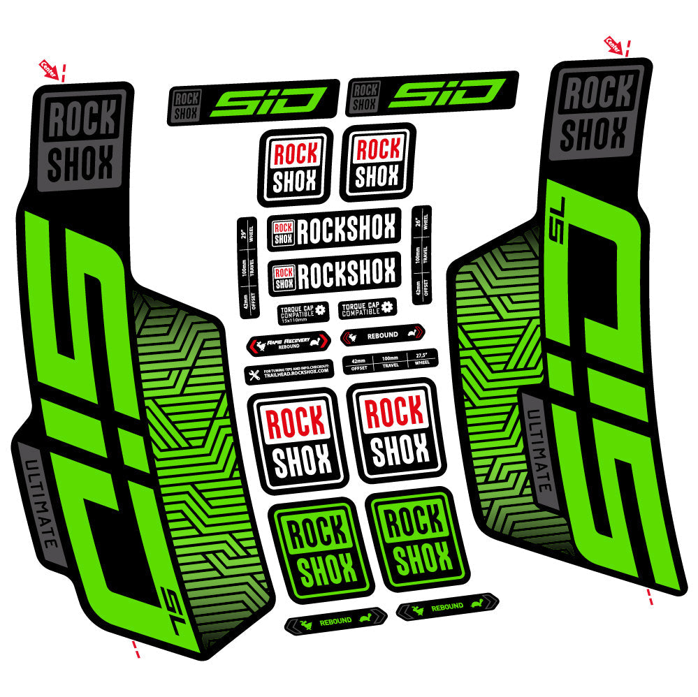 Stickers Rock Shox Sid SL Ultimate Flight Attendant compatibles - Autocollants fourche VTT