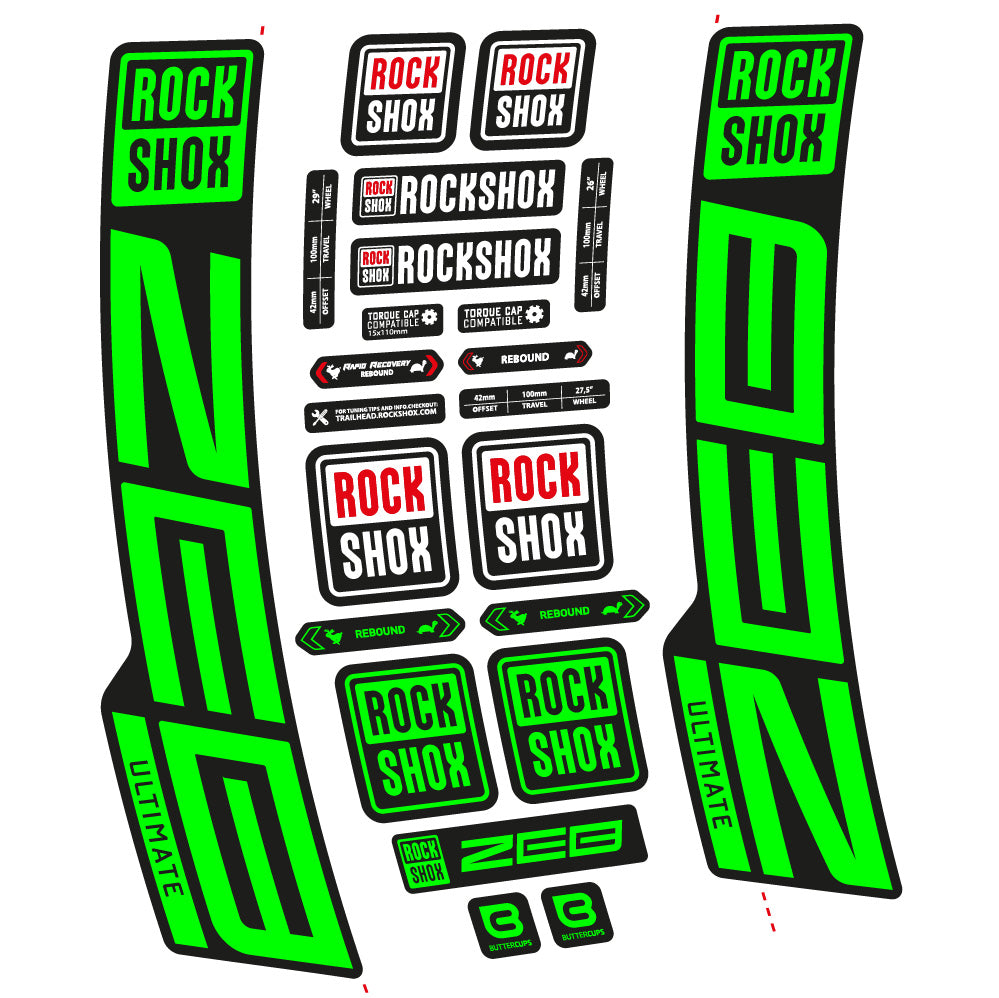 Stickers RockShox ZEB Ultimate 2020-2024 compatibles - Autocollants fourche VTT