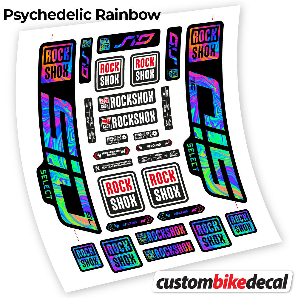 Psychedelic Rainbow decal for Rock Shox Sid Select SL 2021 fork 29" – bike sticker vinyl