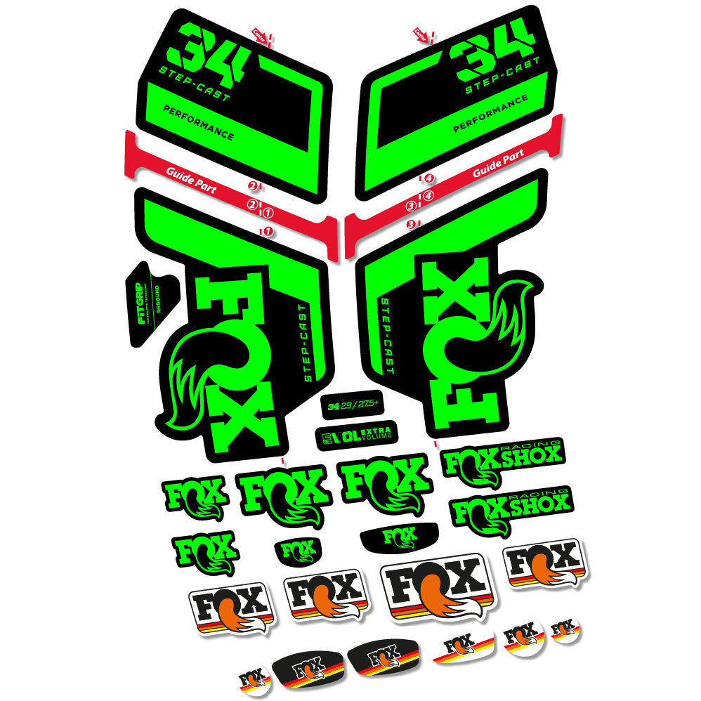 Stickers FOX 34 Step Cast Performance compatibles Autocollants fourche VTT 29"