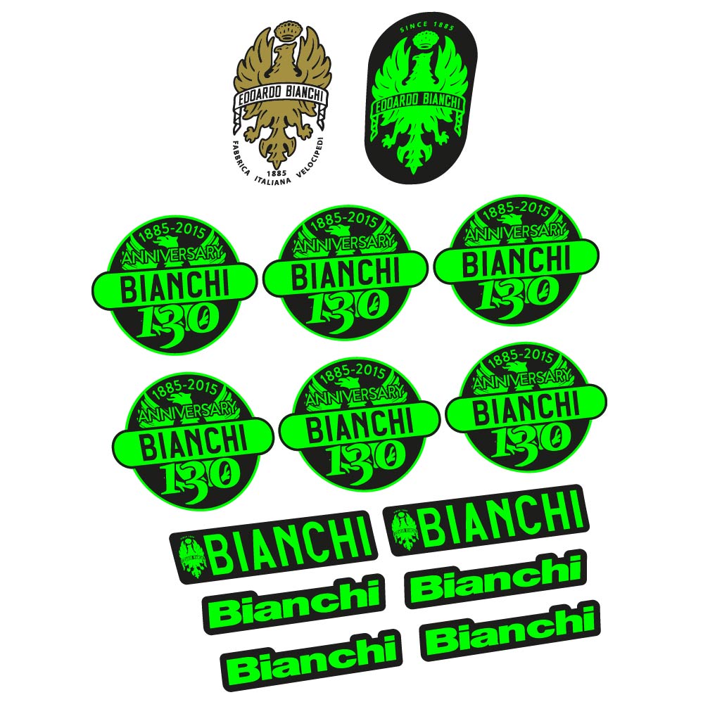 Stickers Bianchi 130th Anniversary, vintage compatibles Autocollants cadre Route