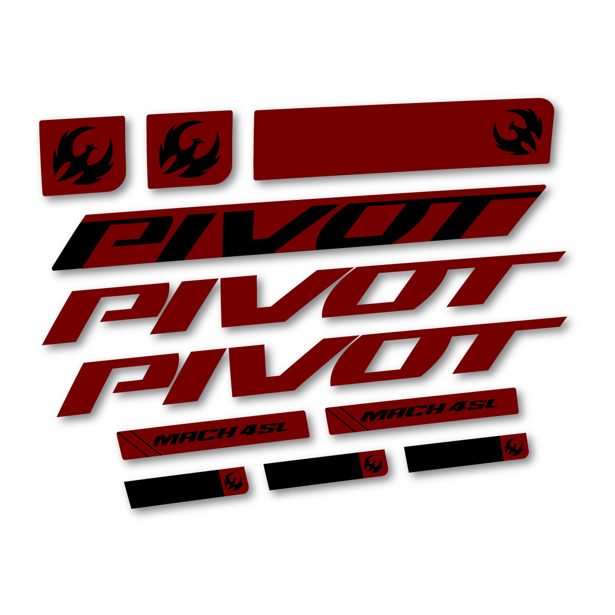 Stickers compatibles Pivot Mach 4 SL 2026 pour cadre – autocollants vinyle - Rouge Bordeaux