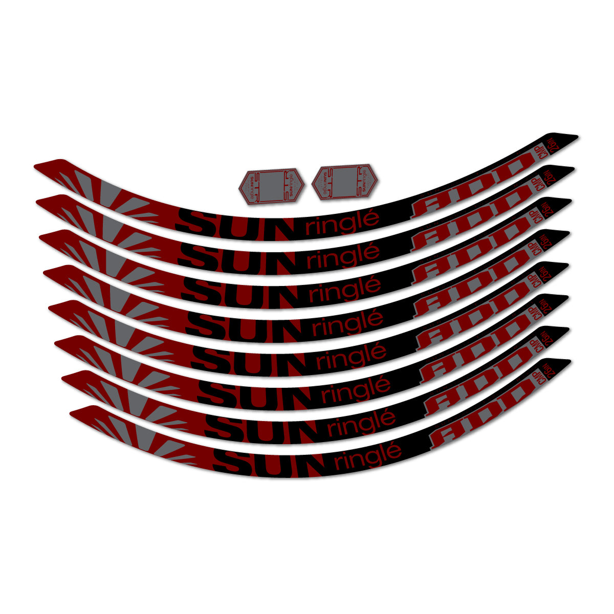 Stickers compatibles Sun Ringle ADD Comp 2017-2018 pour jantes VTT 26" – autocollants vinyle - Rouge Bordeaux