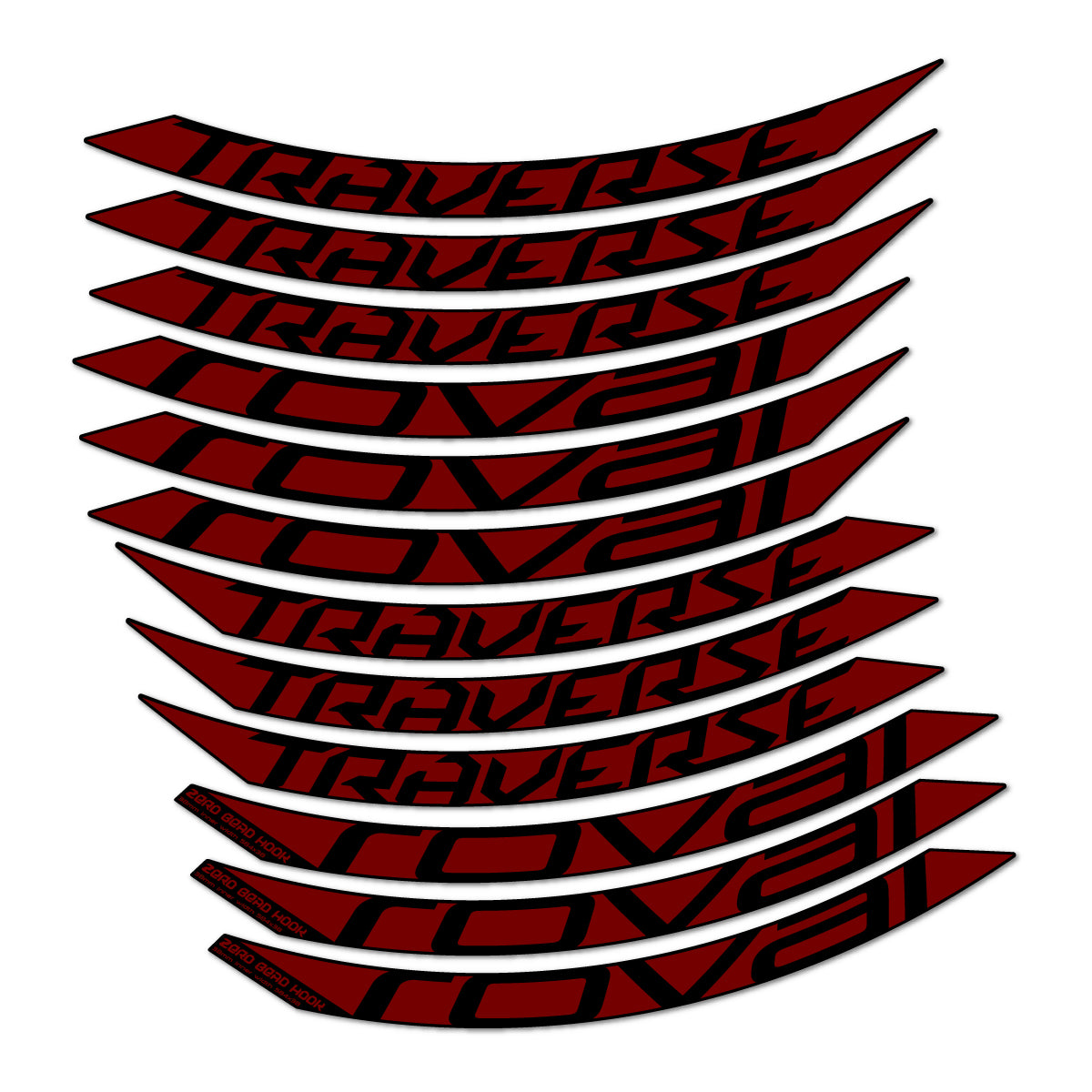 Stickers compatibles Roval Traverse 38 Alloy 2016-2018 pour jantes VTT 27.5" – autocollants vinyle - Rouge Bordeaux