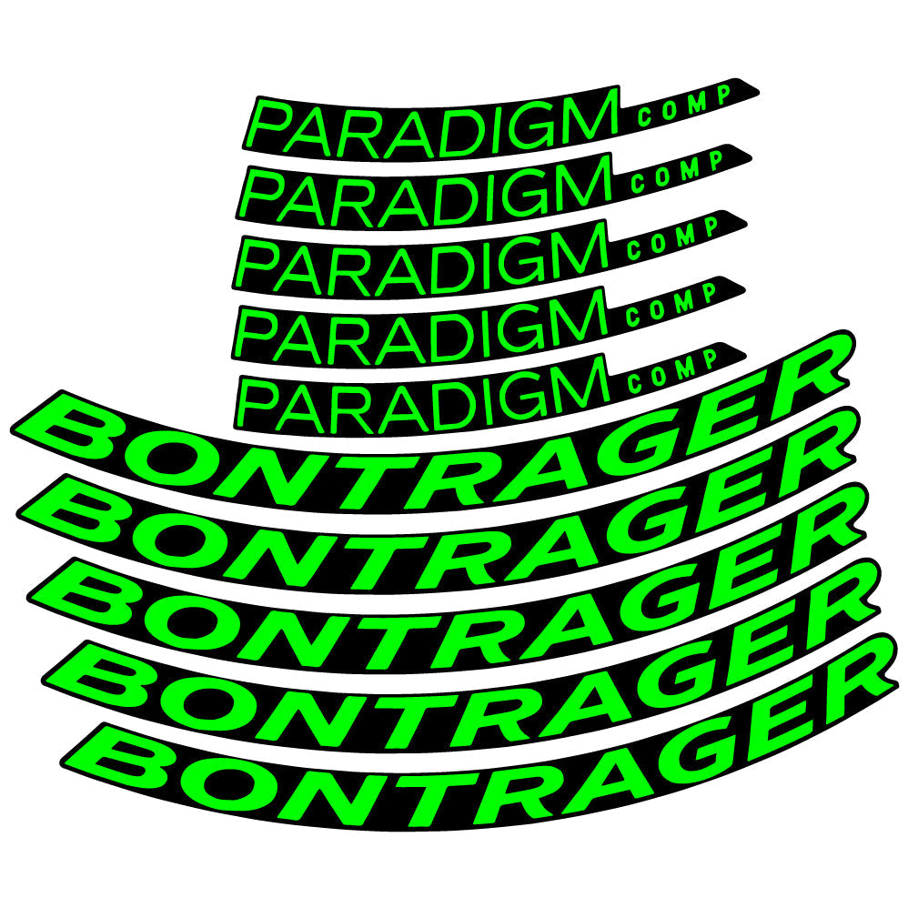 Stickers Bontrager Paradigm Comp TLR Disc 2022 compatibles Autocollants roues Route