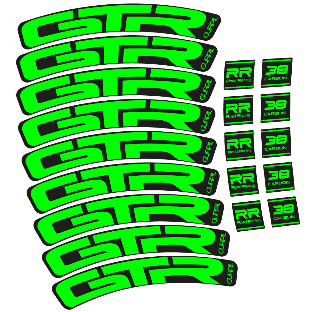 Stickers Gurpil GTR RR Road Racing 38 Carbon compatibles Autocollants roues Route