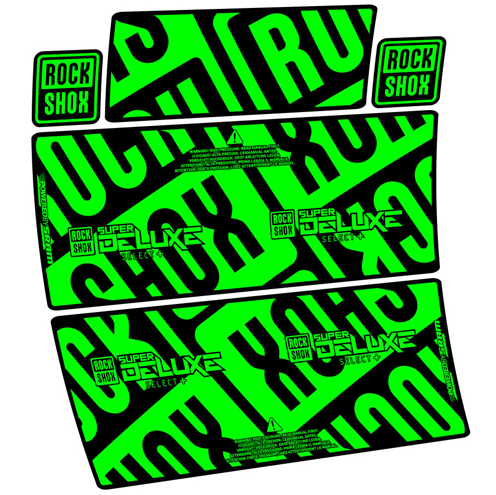 Stickers Rock Shox Super Deluxe Select Plus compatibles Autocollants amortisseur VTT