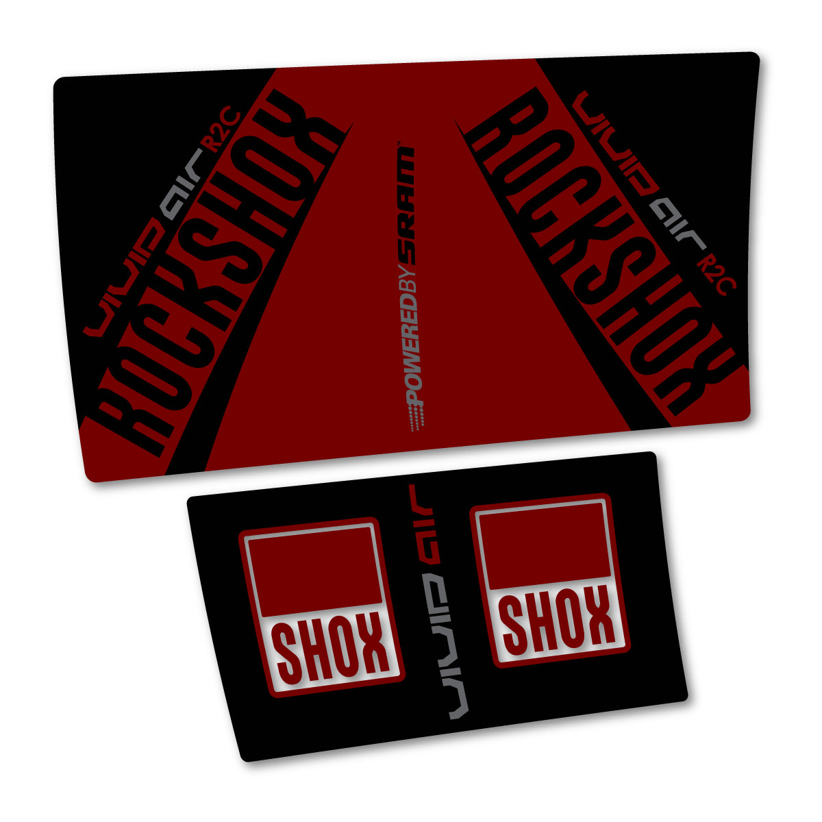 Stickers compatibles RockShox Vivid Air R2C v2 2017 pour amortisseur – autocollants vinyle - Rouge Bordeaux