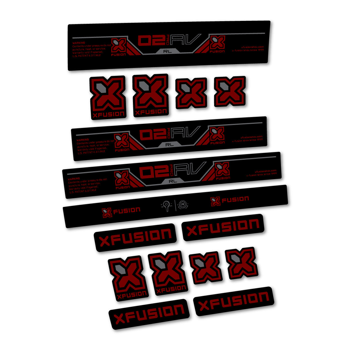 Stickers compatibles Xfusion O2 Pro RL 2026 pour amortisseur – autocollants vinyle - Rouge Bordeaux