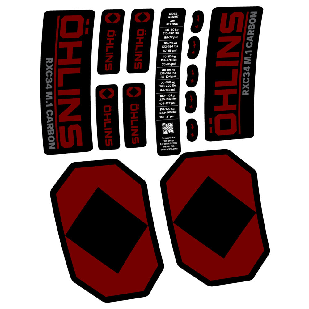 Stickers Öhlins RXC34 M1 Carbon 2027 compatibles - Autocollants fourche VTT