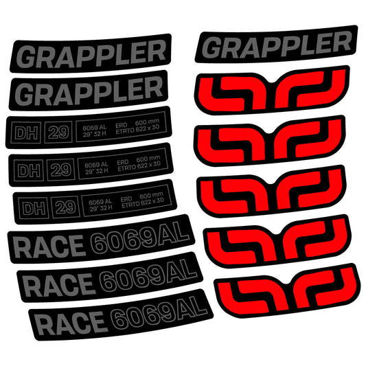Stickers E-Thirteen Grappler Race Alloy Downhill compatibles - Autocollants roue vélo VTT