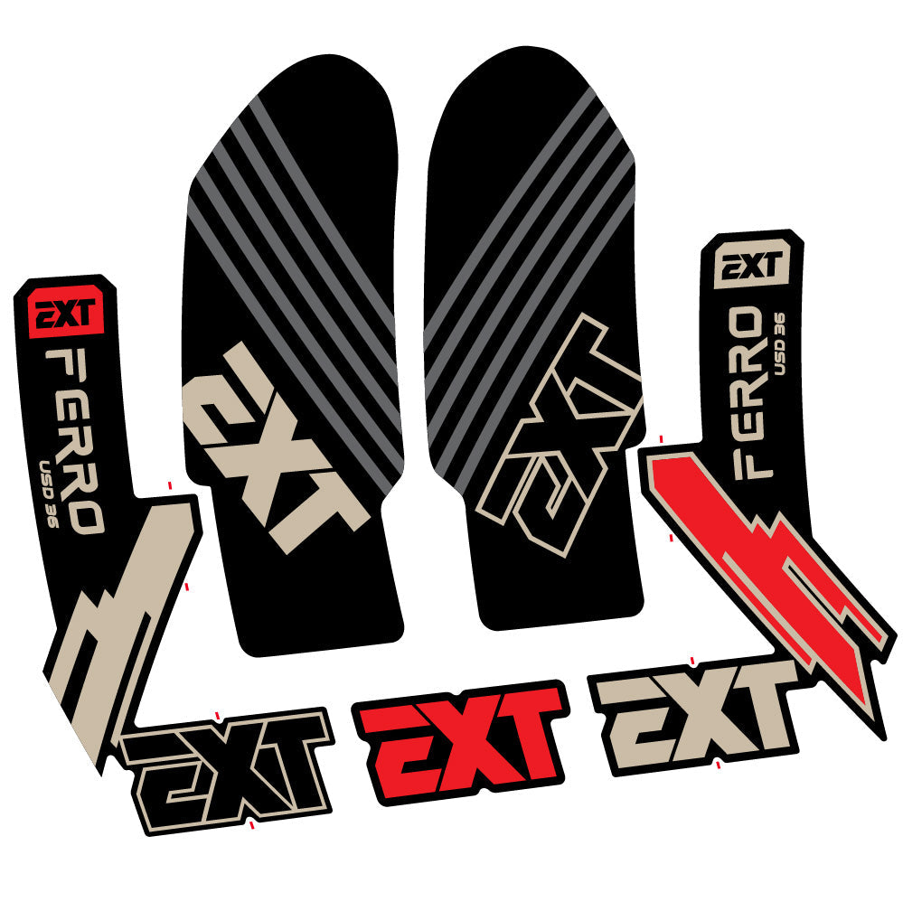 Stickers EXT Ferro USD 36 2024 compatibles - Autocollants fourche VTT