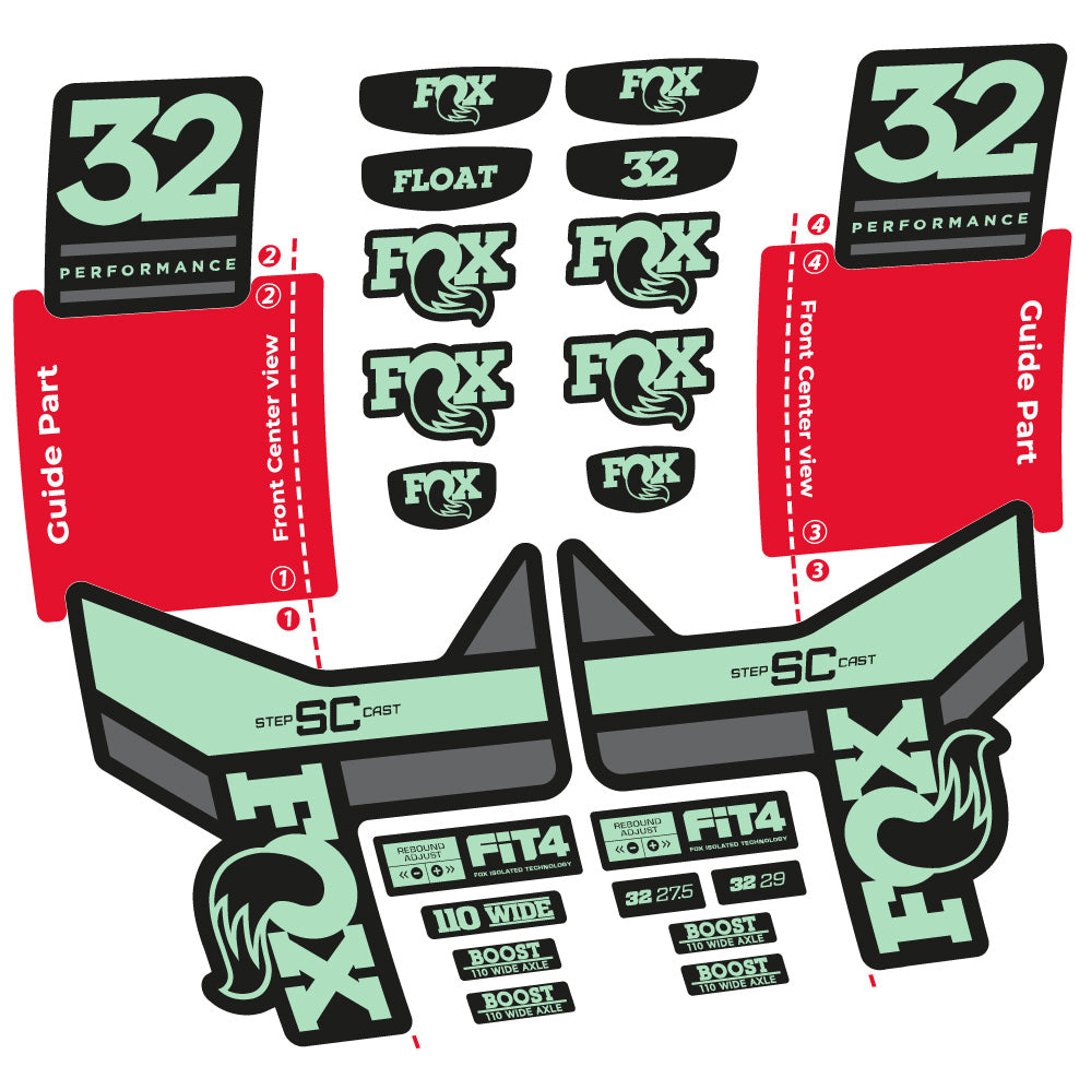 Stickers Fox 32 SC Performance 2019 compatibles - Autocollants fourche VTT