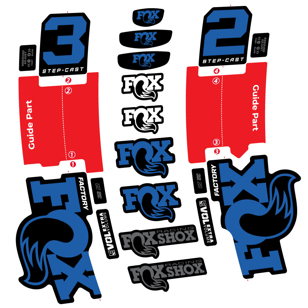 Stickers Fox 32 Step-Cast Factory 2 2025 compatibles - Autocollants fourche VTT