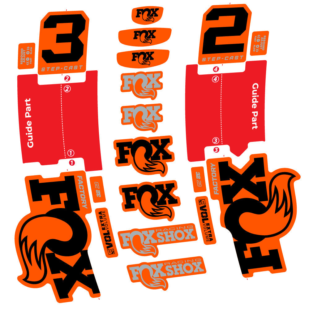 Stickers Fox 32 Step-Cast Factory 2025 compatibles - Autocollants fourche VTT