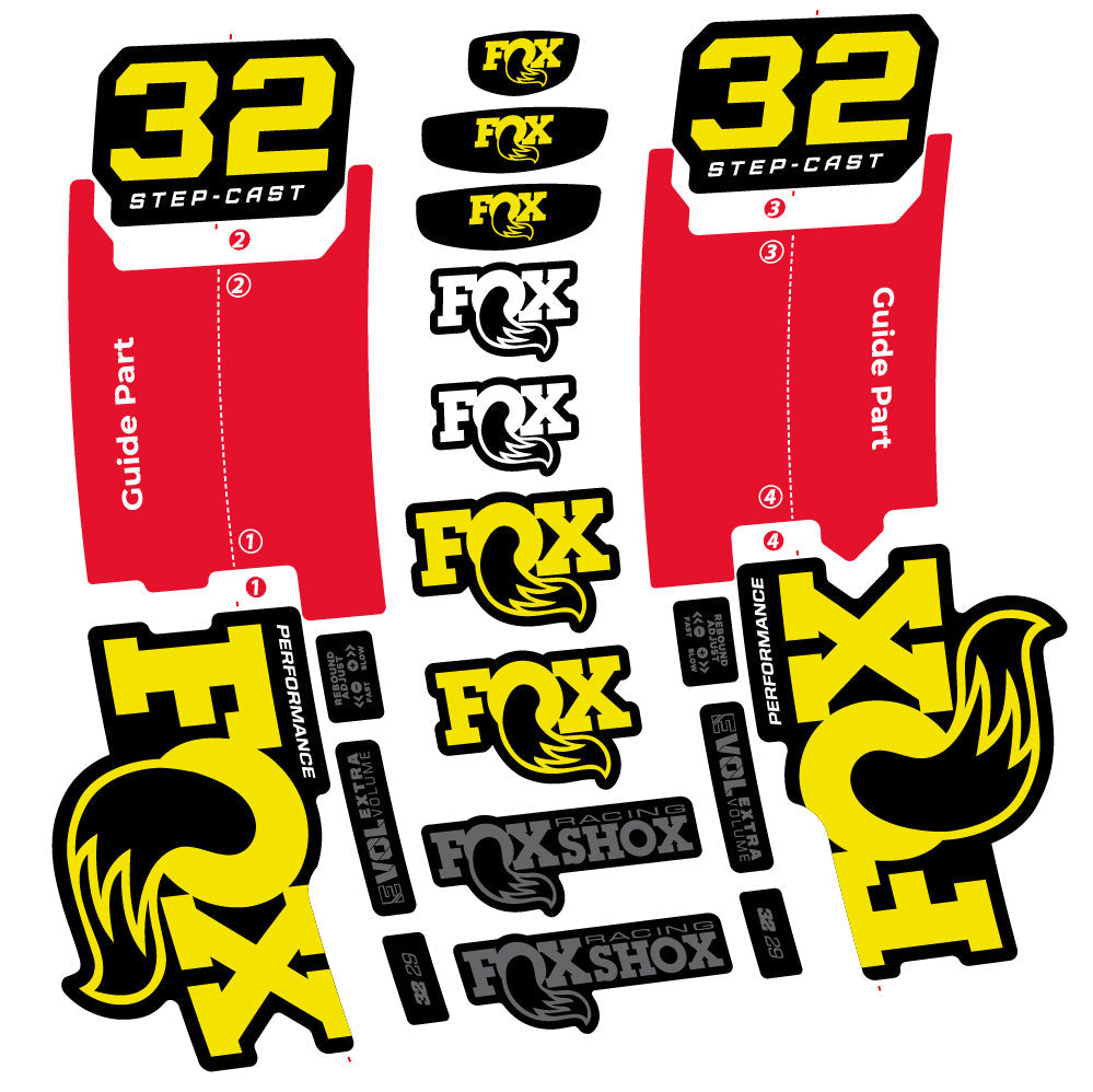 Stickers Fox 32 StepCast Performance 2025 compatibles Autocollants fourche 29"