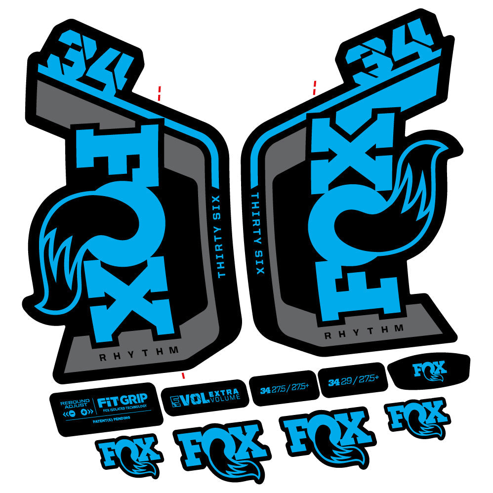 Stickers Fox Factory 34 Rhythm 2024 compatibles Autocollants fourche VTT 29"