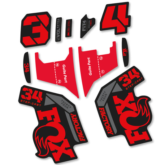 Stickers Fox 34 Factory Step Cast 2022 compatibles Autocollants fourche VTT 29"