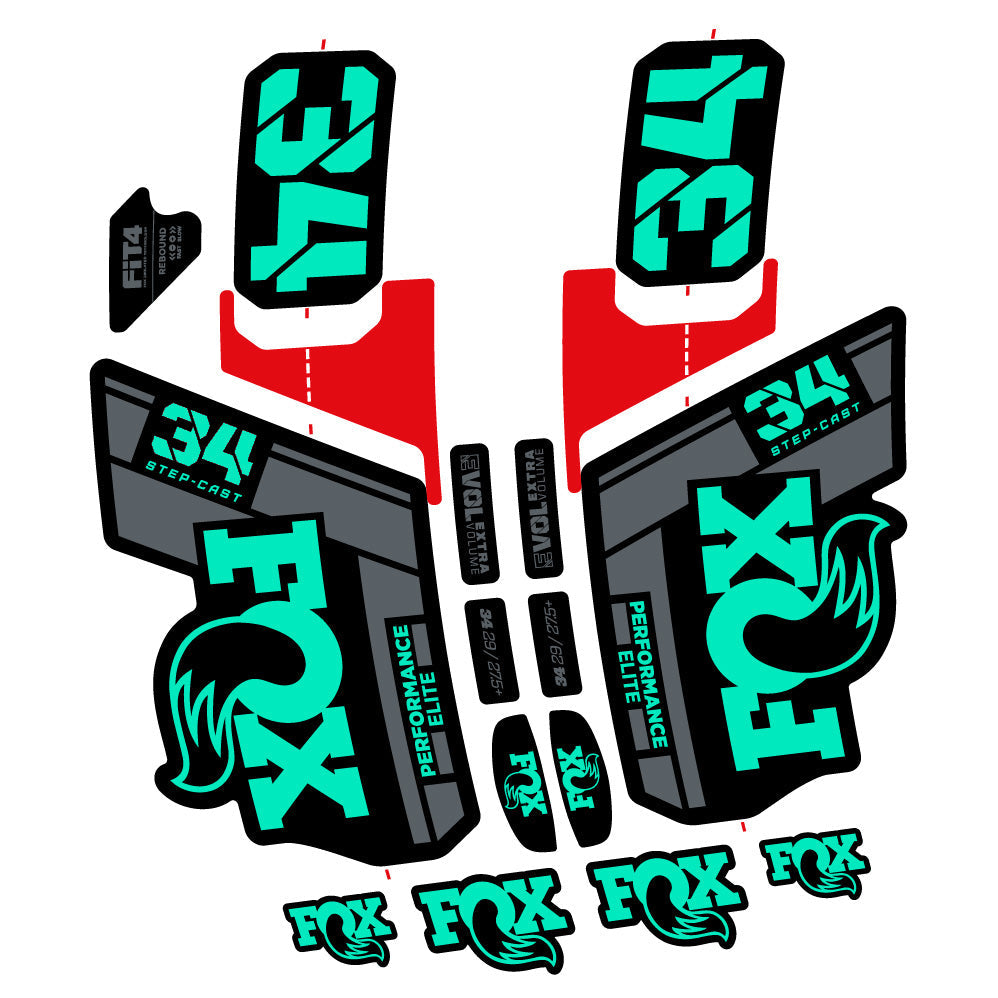 Stickers Fox 34 SC Elite 2021 compatibles Autocollants fourche VTT 29"