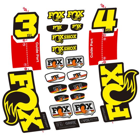 Stickers Fox 34 SL Factory compatibles - Autocollants fourche VTT
