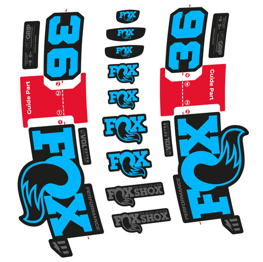 Stickers Fox 36 Performance E-Optimized compatibles - Autocollants fourche VTT