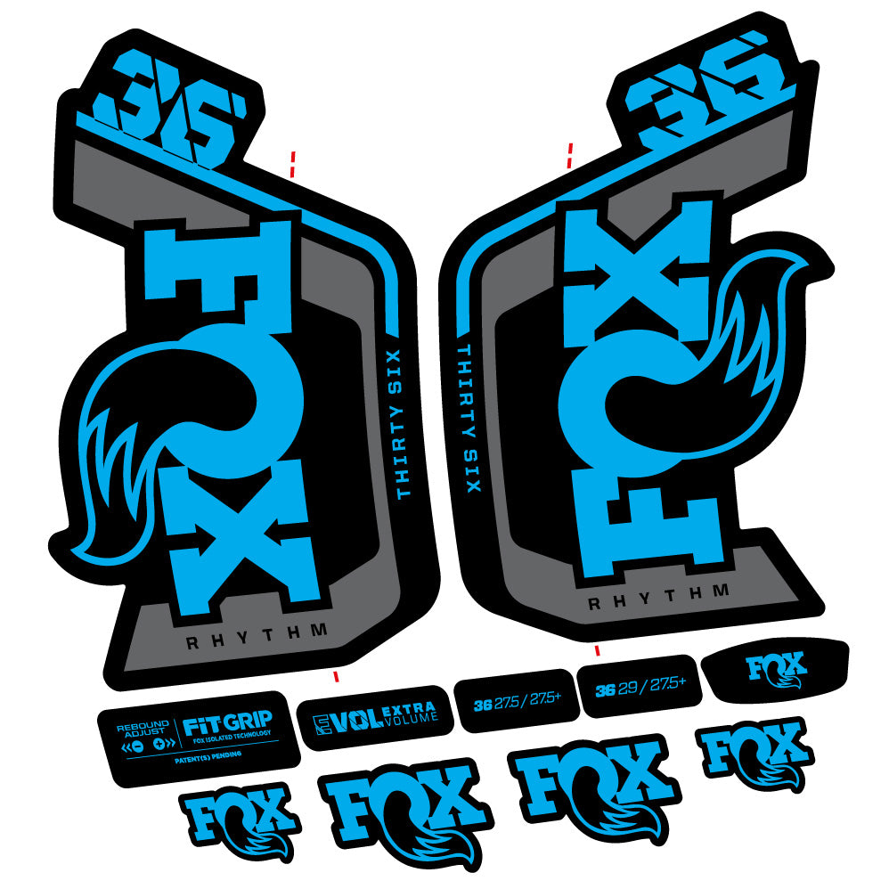 Stickers Fox 36 Rhythm 29” Autocollant Kit with 2023 2024 MTB Vinyl Stickers Autocollants fourche VTT