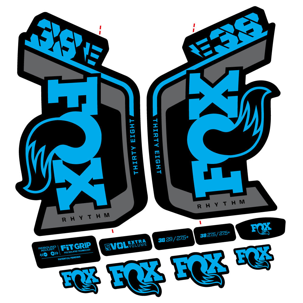 Stickers Fox Factory 38 Rhythm E 2024 compatibles Autocollants fourche VTT 29"