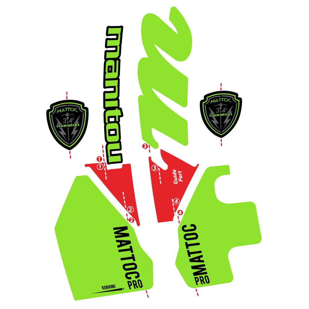 Stickers Manitou Mattoc PRO 2017 compatibles - Autocollants fourche VTT