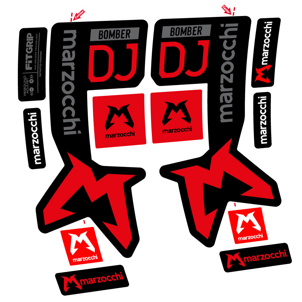 Stickers Marzocchi Bomber DJ compatibles Autocollants fourche VTT 29"