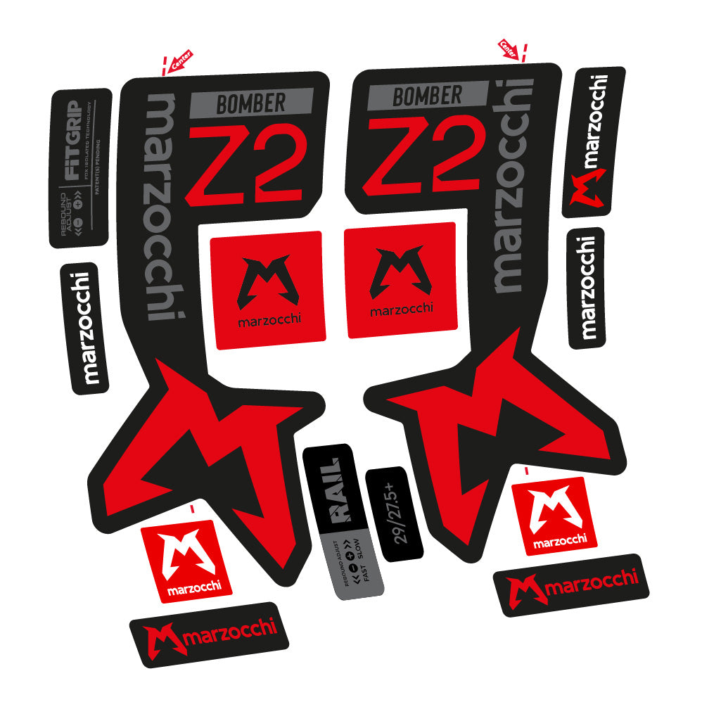 Stickers Marzocchi Bomber Z2 compatibles Autocollants fourche VTT 29"