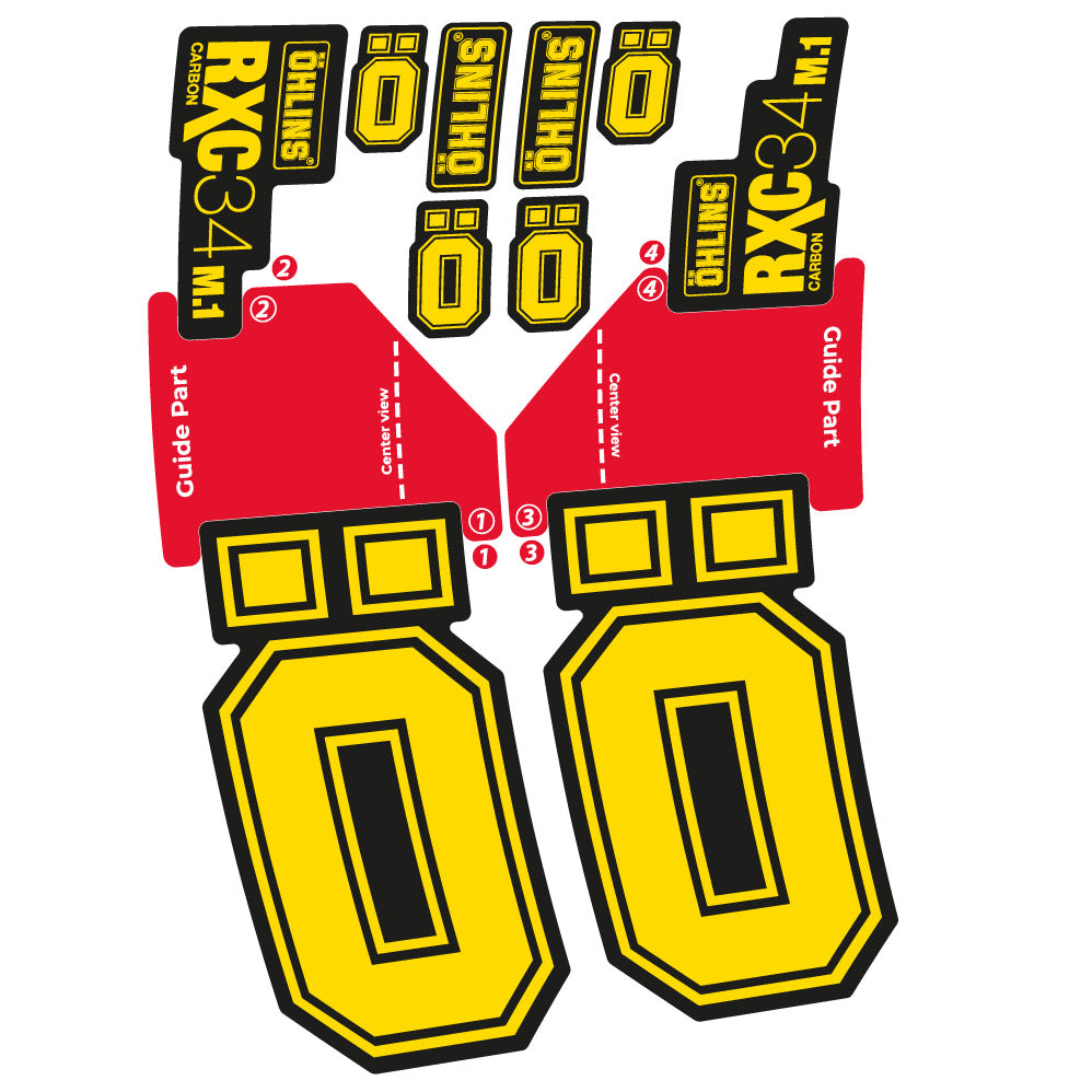 Stickers Ohlins RXC 34 M1 Carbon compatibles - Autocollants fourche VTT