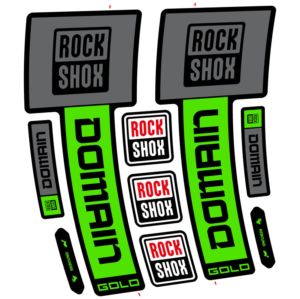Stickers Rock Shox Domain Gold 2025 Ver. 1 compatibles Autocollants fourche VTT 29"