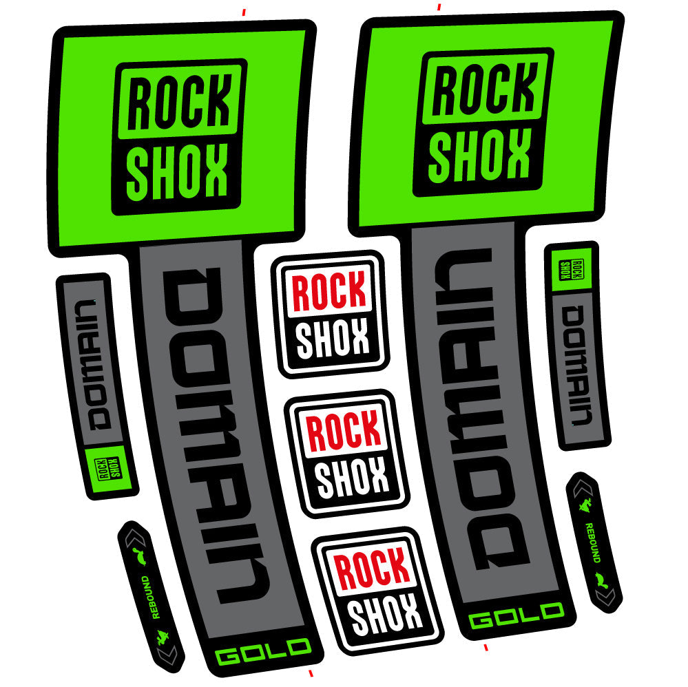 Stickers RockShox Domain Gold 2025 Ver 2 compatibles - Autocollants fourche VTT